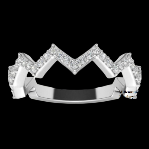 Zig Zag Diamond Eternity Round Wedding Band For Women
