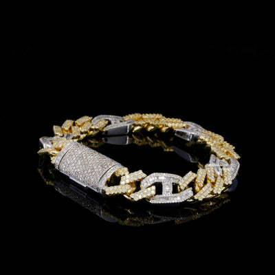 Awesome Moissanite Diamond Cuban Link Yellow and White Tone Bracelets First