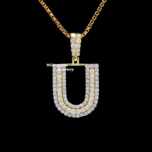 Custom U Initial Moissanite Diamond Iced Out Hip Hop Pendant