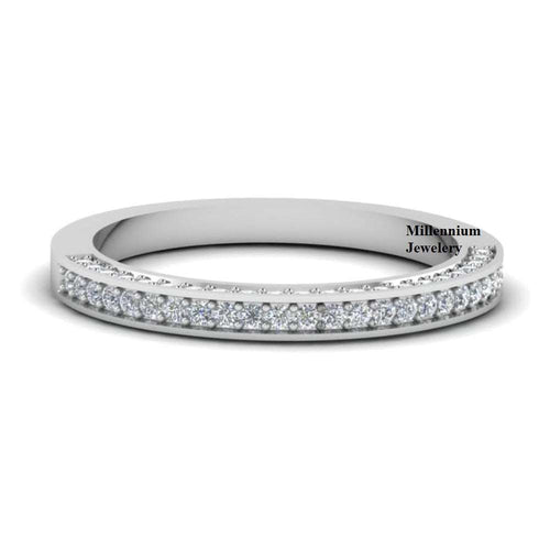 Round Shape 0.50ct Three Side Pave Setting Moissanite Ring