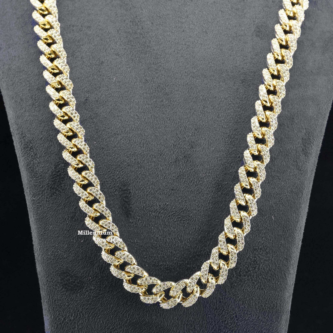 Buy Elegant Moissanite Diamond Embellished Hip Hop Cuban Link Chain With Gold