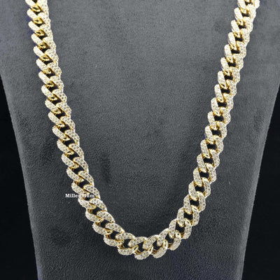 Buy Elegant Moissanite Diamond Embellished Hip Hop Cuban Link Chain With Gold