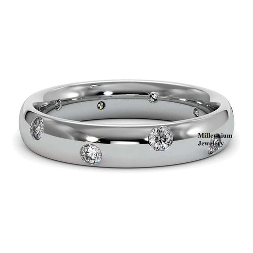 Flush Set Moissanite Diamond Wedding Band Ring VVS Stacking Ring Band for Women