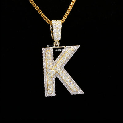 Custom K Initial Moissanite Diamond In Round Shape Hip Hop Pendant First