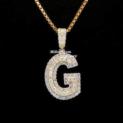 Custom G Initial Moissanite Diamond In Round Shape Hip Hop Pendant First