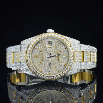 Moissanite Diamond Embellished Analog Fully Automatic Watch With White Diamond Dial