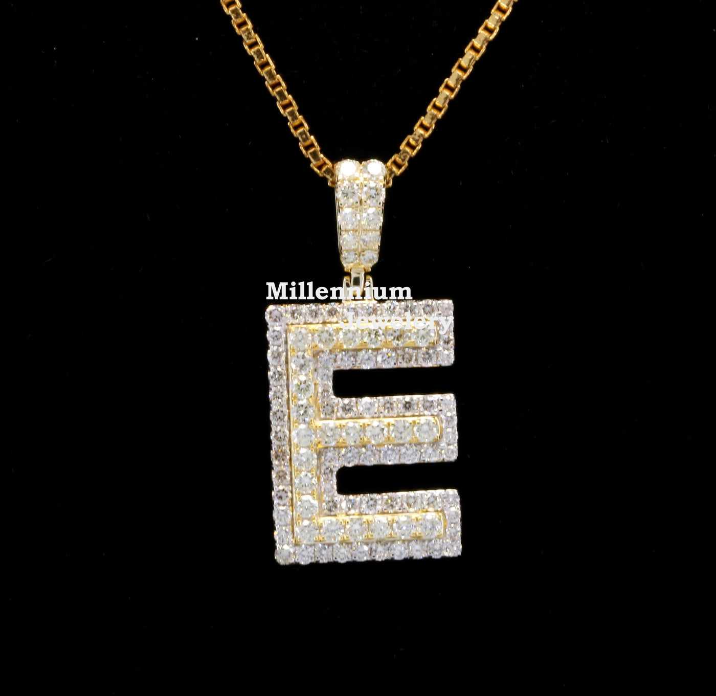 Custom E Initial Moissanite Diamond In Round Shape Hip Hop Pendant First