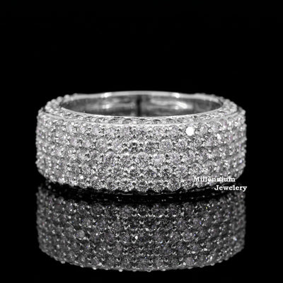 Unique Design Round Moissanite Diamond Hip Hop Band Ring