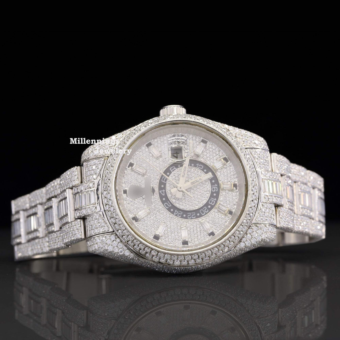 Superior Iced Out And Automatic Moissanite Diamond Watch With Diamond Body