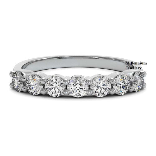 Round Cut Moissanite Wedding Band 7-Stone Moissanite Diamond Ring