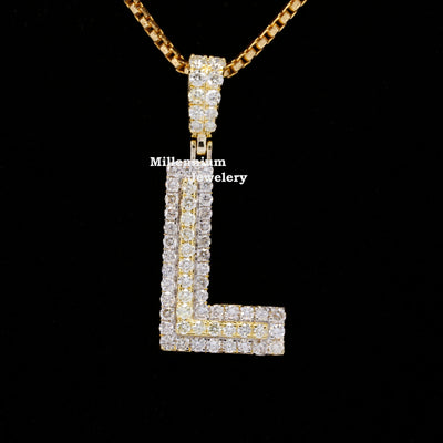 Custom L Initial Fully Luxurious Moissanite Diamond Hip Hop Pendant Sixth