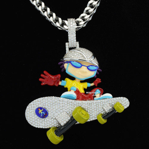 Custom Iced Out Moissanite Diamond Hip Hop Boy With Skateboard Pendant