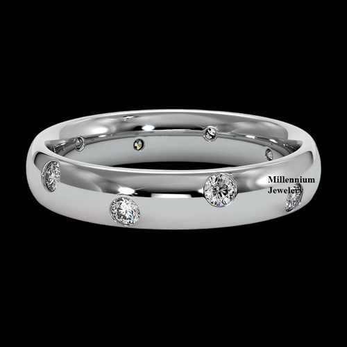 Flush Set Moissanite Diamond Wedding Band Ring VVS Stacking Ring Band for Women