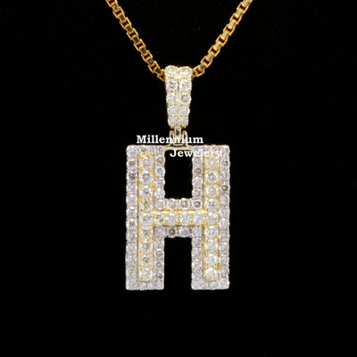 Custom H Initial Moissanite Diamond In Round Shape Hip Hop Pendant First