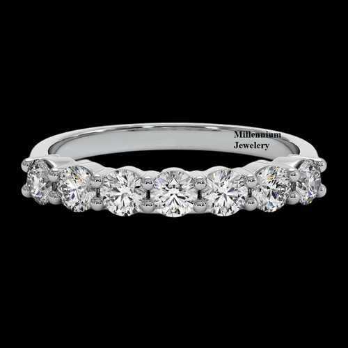 Round Cut Moissanite Wedding Band 7-Stone Moissanite Diamond Ring