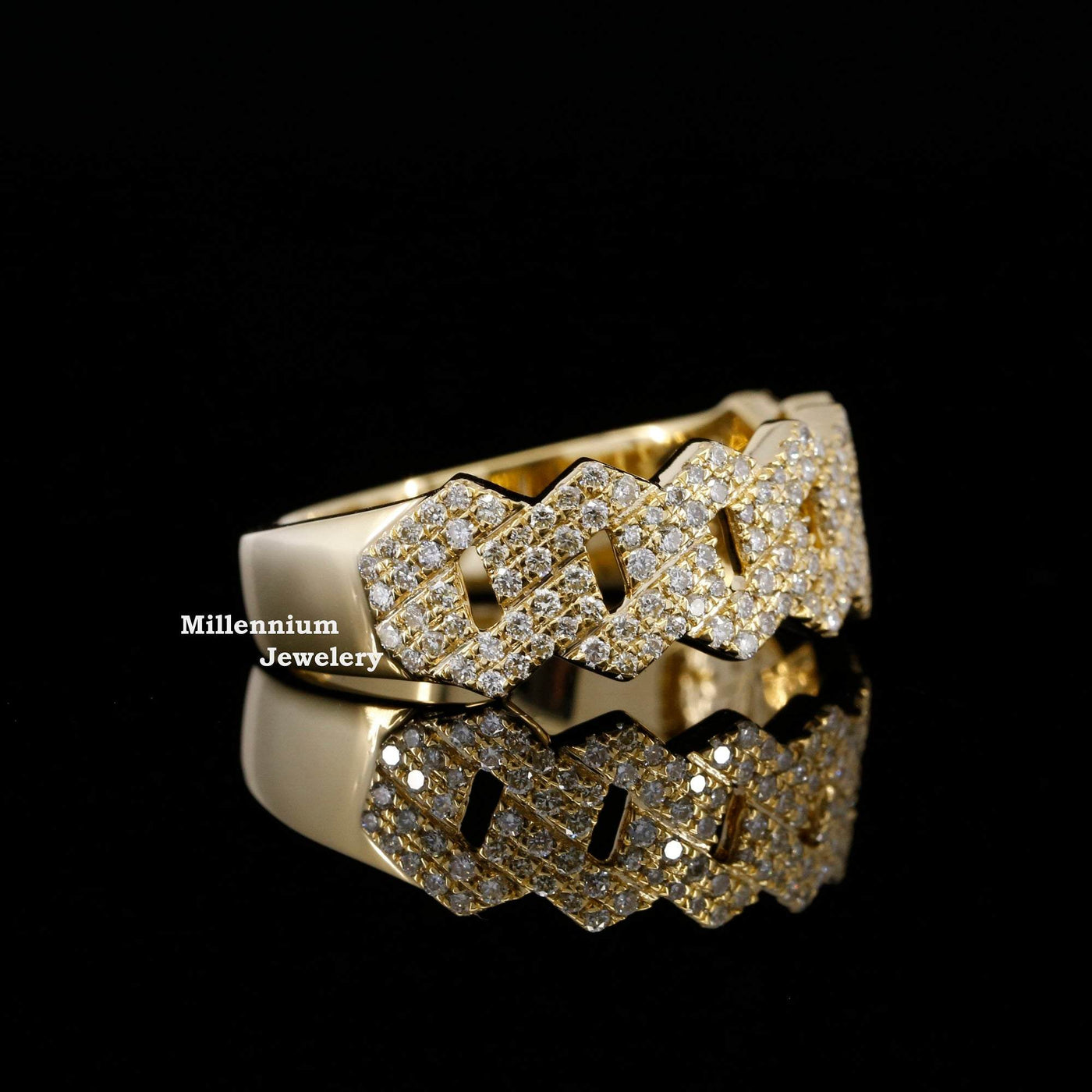 Stylish Iced Out Round Moissanite Diamond Hip Hop Half Band Ring Forth