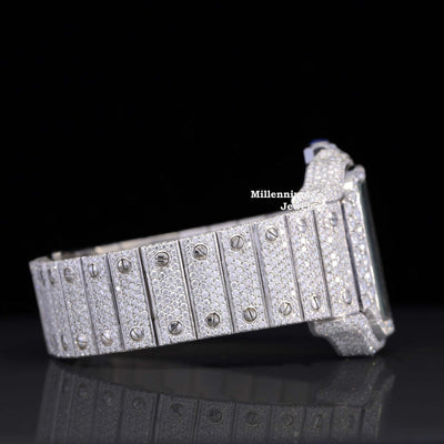 Roman Number Fully Body Moissanite Diamond Automatic Watch With Diamond Body