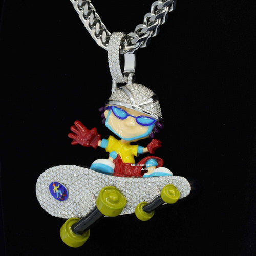 Custom Iced Out Moissanite Diamond Hip Hop Boy With Skateboard Pendant
