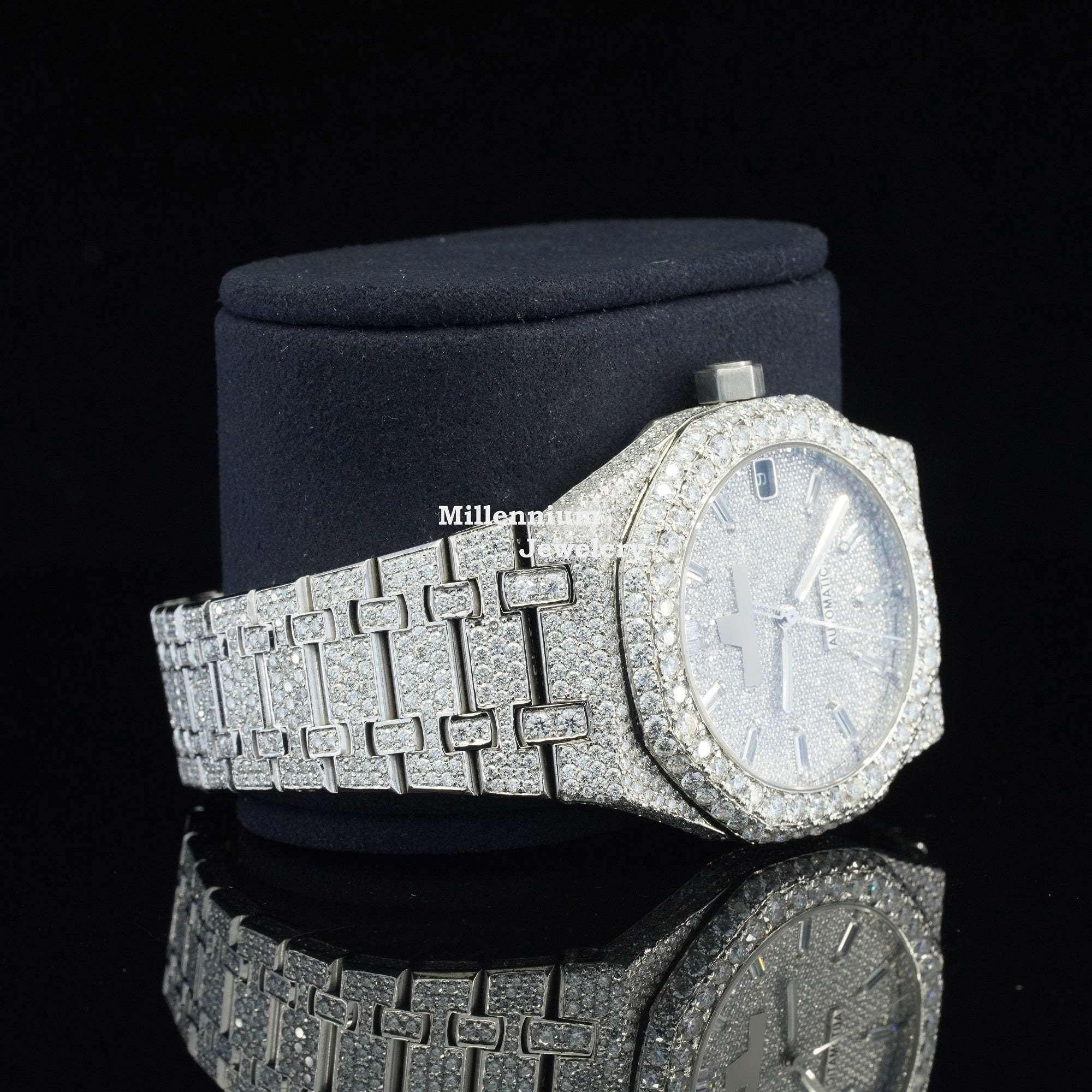Marvellous Moissanite Diamond Watch With Swiss Automatic Movement Body