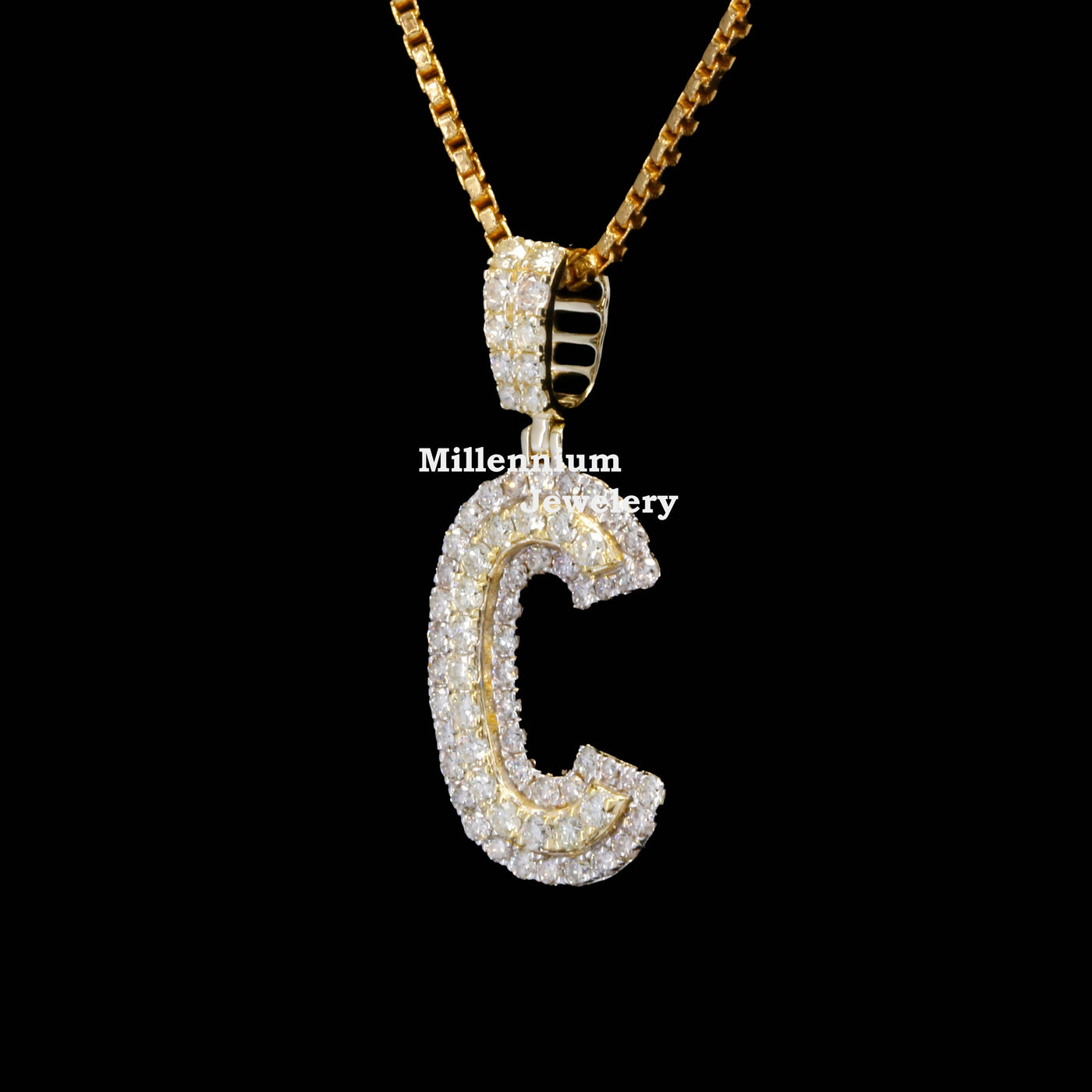 Custom C Initial Moissanite Diamond In Round Shape Hip Hop Pendant Second