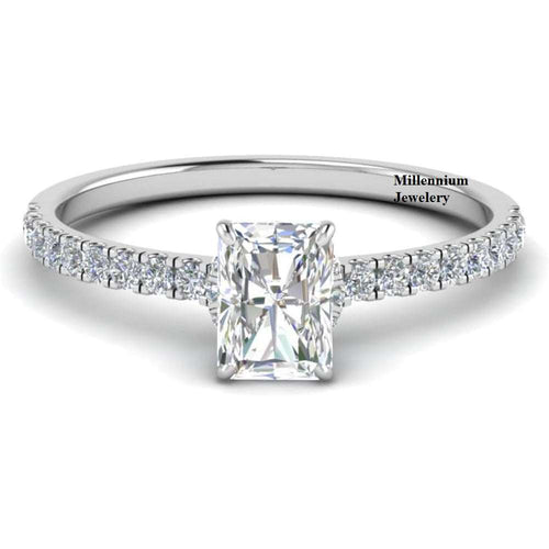Radiant Shape Hidden Halo Petite Moissanite Diamond