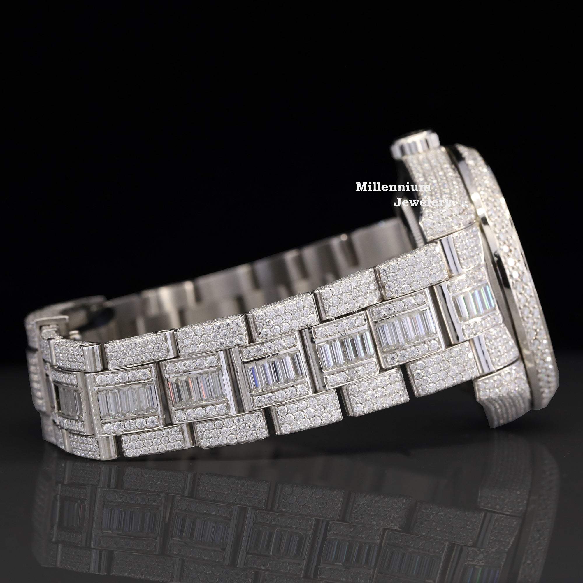 Superior Iced Out Moissanite Watch With Japan Automatic Moissanite WatchWith Diamond Strap