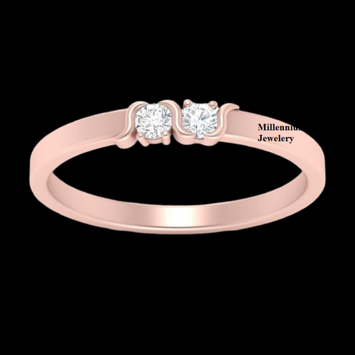 Two Stone Round Shape Prong Setting Moissanite Diamond Wedding Ring