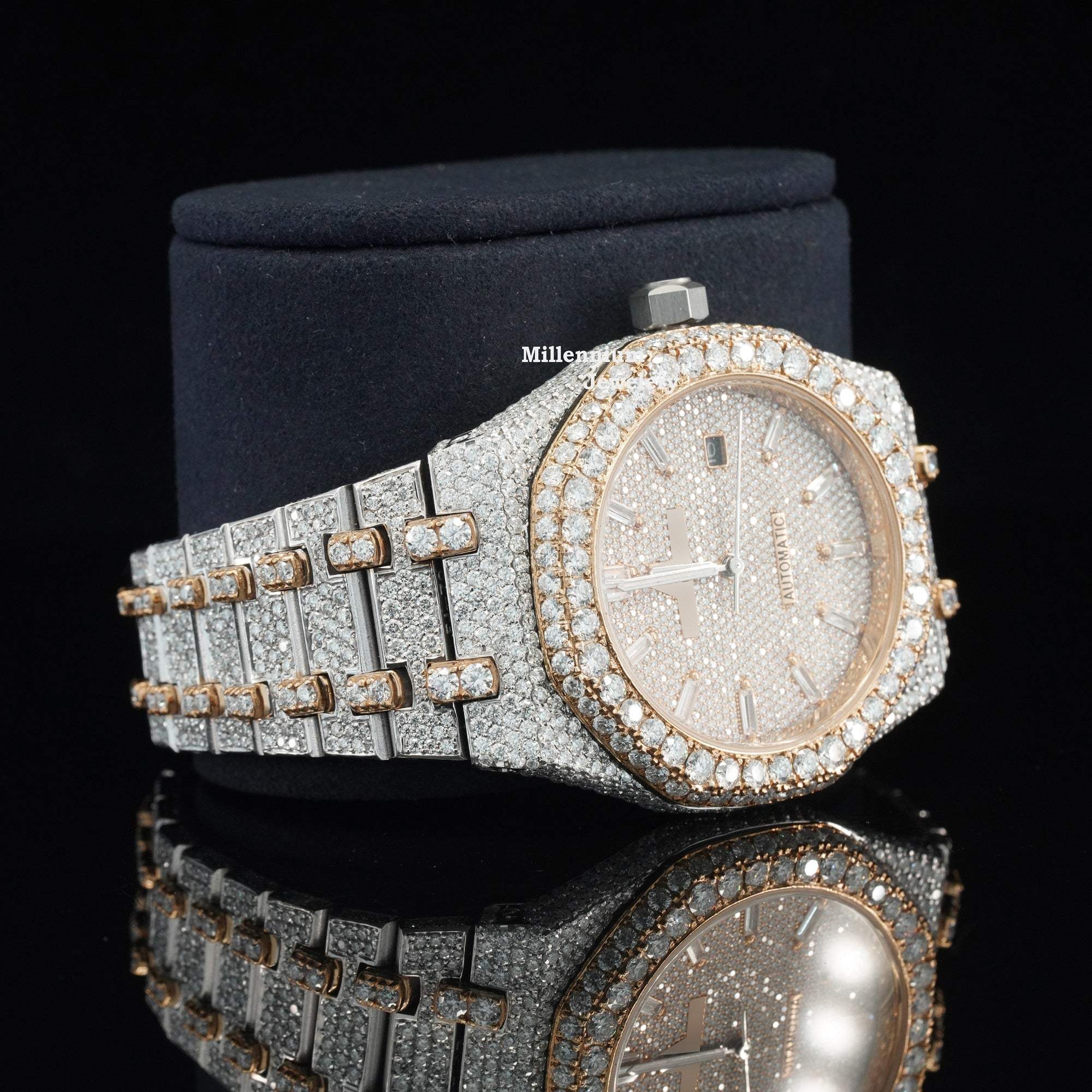 Iced Out Moissanite Diamond Automatic And Wrist Watch For Men With Diamond Body
