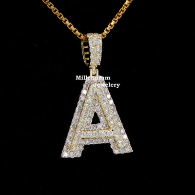 Custom A Alphabet Moissanite Diamond In Round Shape Hip Hop Pendant Forth