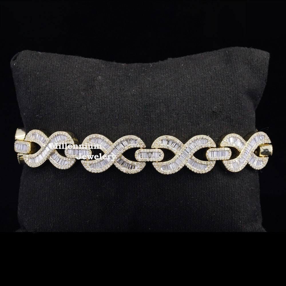 Stylish Baguette Cut Moissanite Diamond Hip Hop Bracelets Second