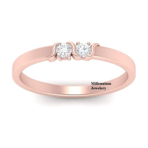 Two Stone Round Shape Prong Setting Moissanite Diamond Wedding Ring