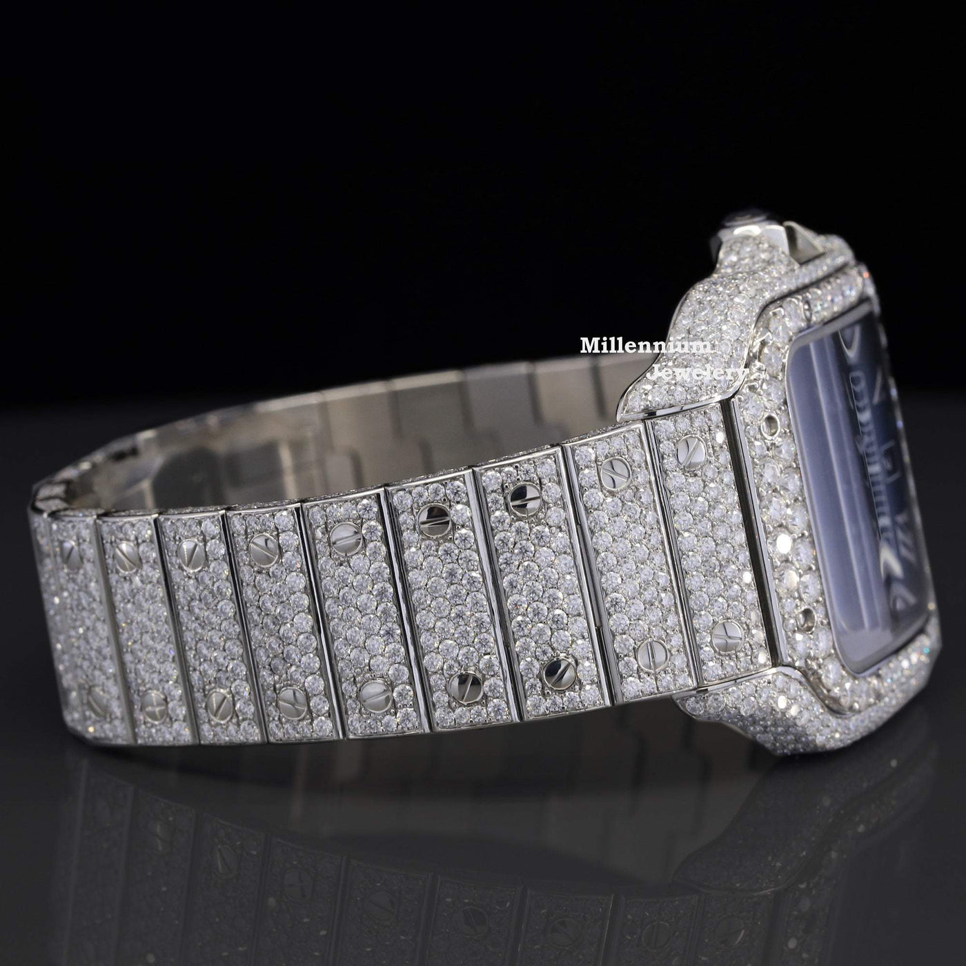 Exotic Fancy Roman Number Moissanite Diamond Dial Watch With Diamond Body