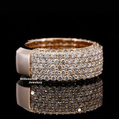 Unique Design Round Moissanite Diamond Hip Hop Band Ring Sixth