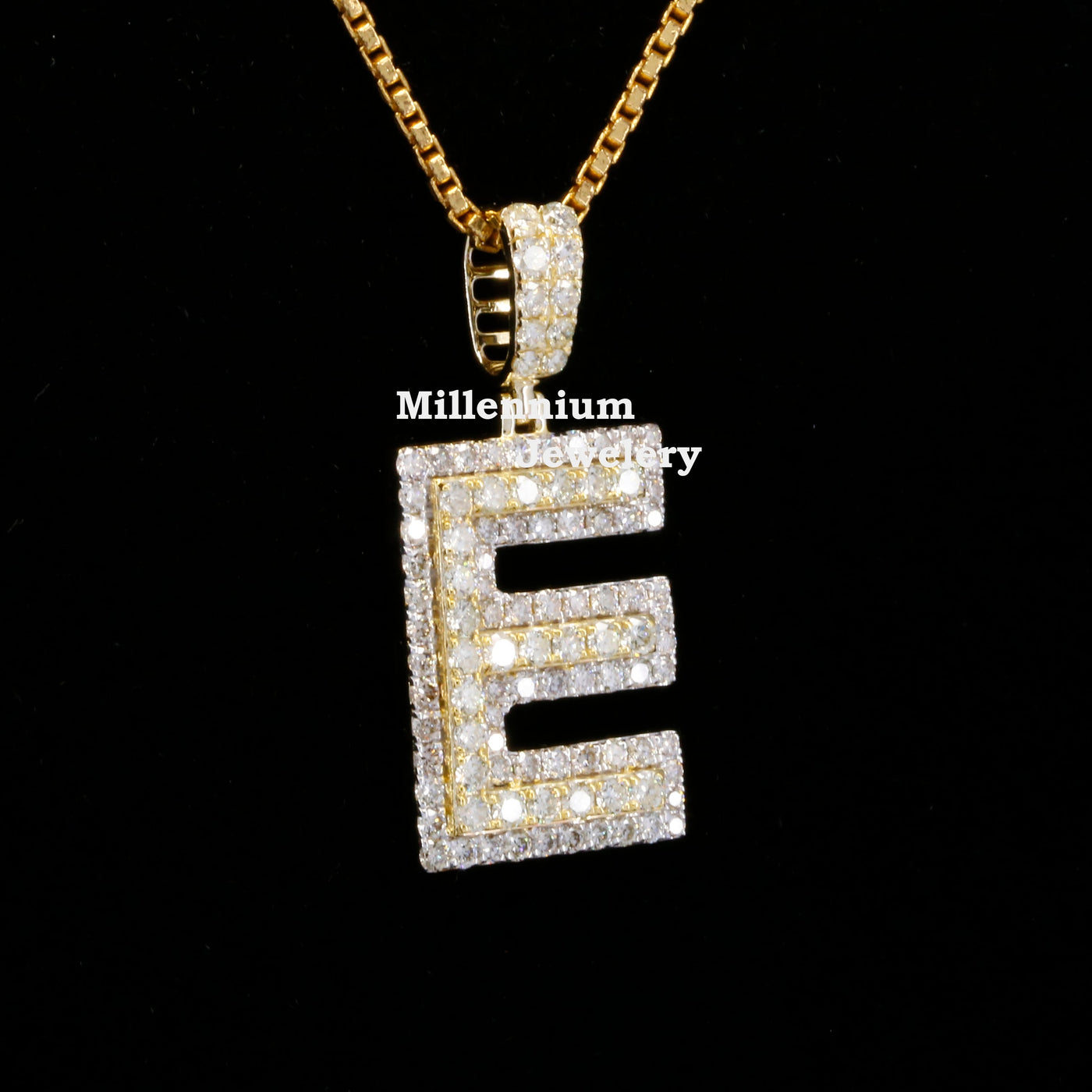 Custom E Initial Moissanite Diamond In Round Shape Hip Hop Pendant Third