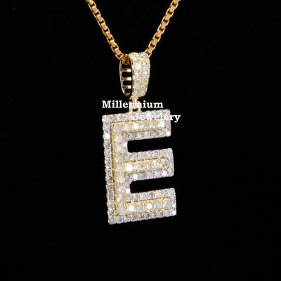 Custom E Initial Moissanite Diamond In Round Shape Hip Hop Pendant Third