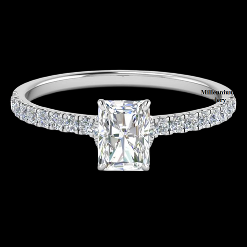 Radiant Shape Hidden Halo Petite Moissanite Diamond