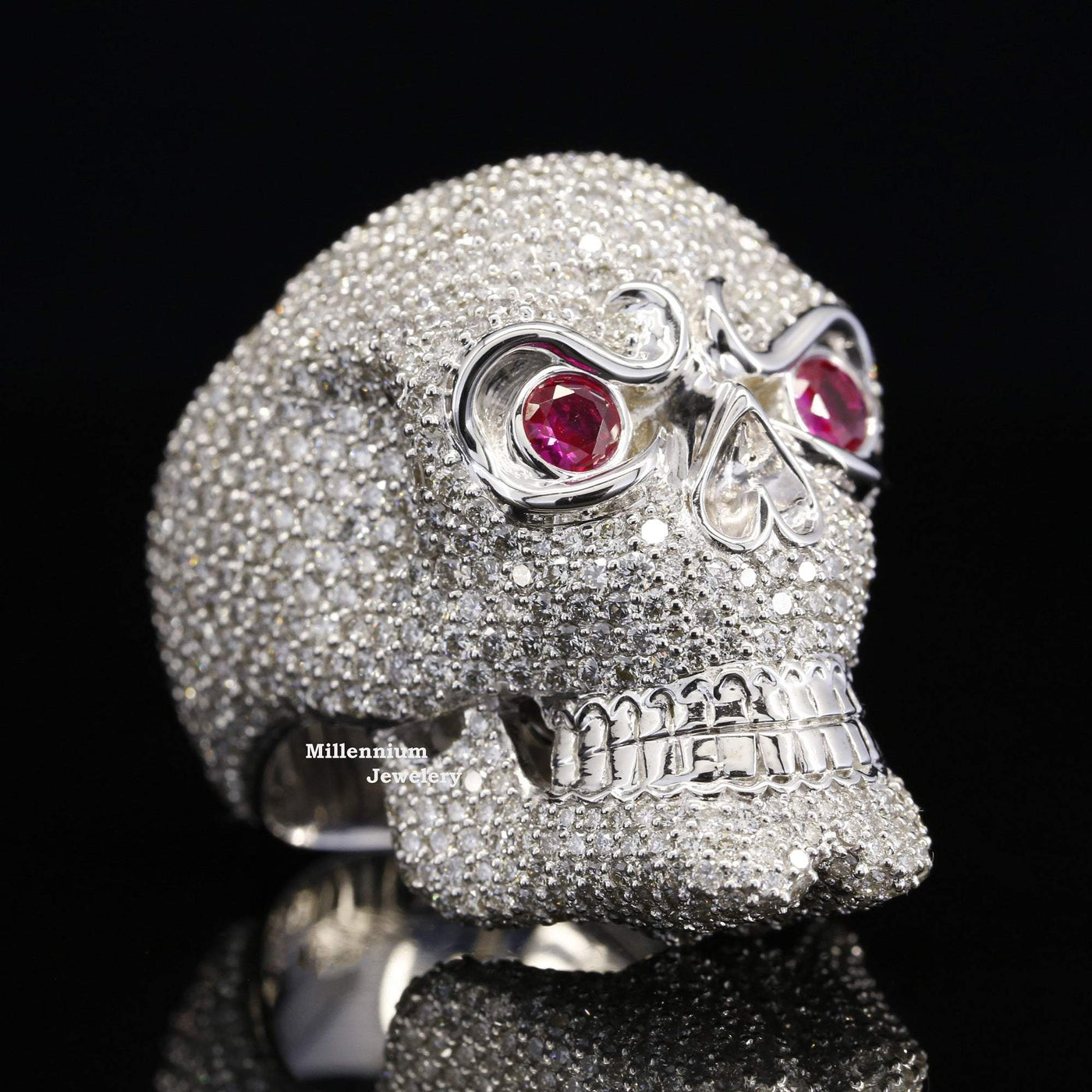 Human Skull Round Moissanite Diamond Hip Hop Ring Sixth