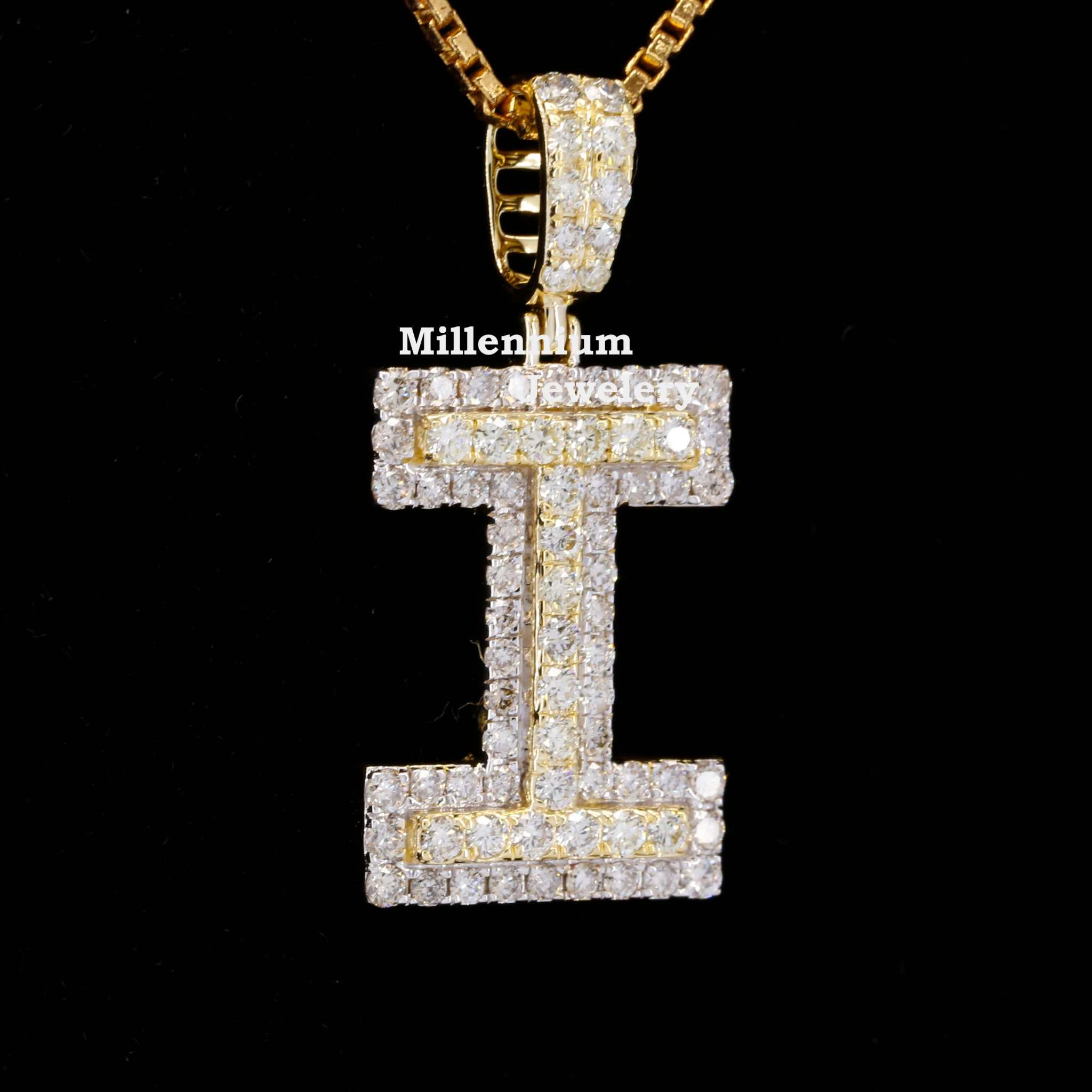 Custom I Initial Moissanite Diamond In Round Shape Hip Hop Pendant Second