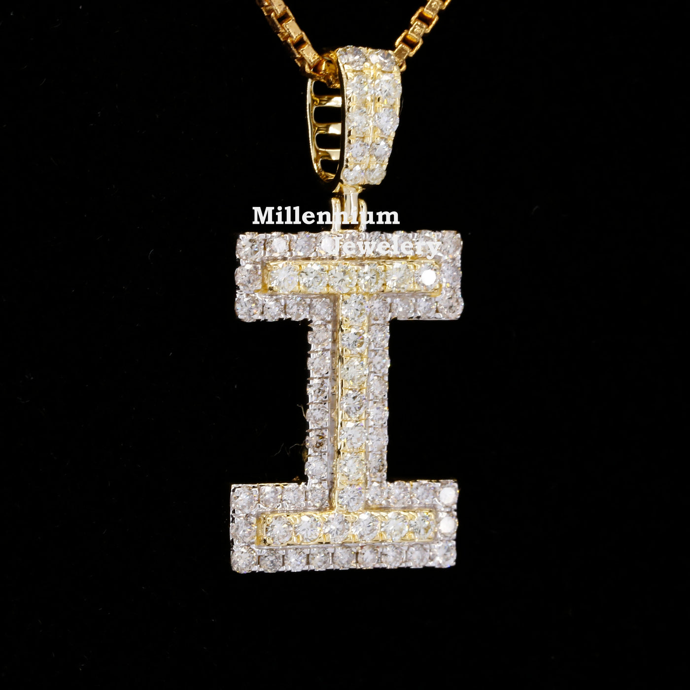 Custom I Initial Moissanite Diamond In Round Shape Hip Hop Pendant Second