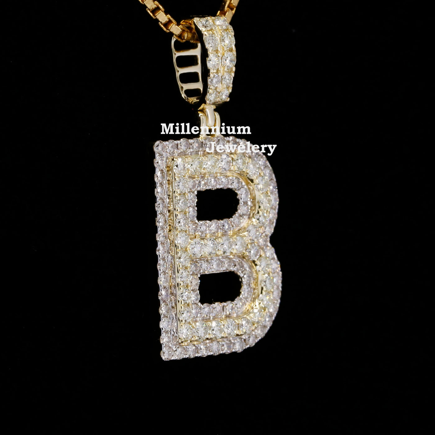 Custom B Initial Moissanite Diamond In Round Shape Hip Hop Pendant Sixth