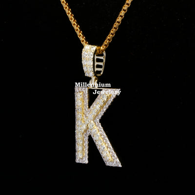 Custom K Initial Moissanite Diamond In Round Shape Hip Hop Pendant Fifth