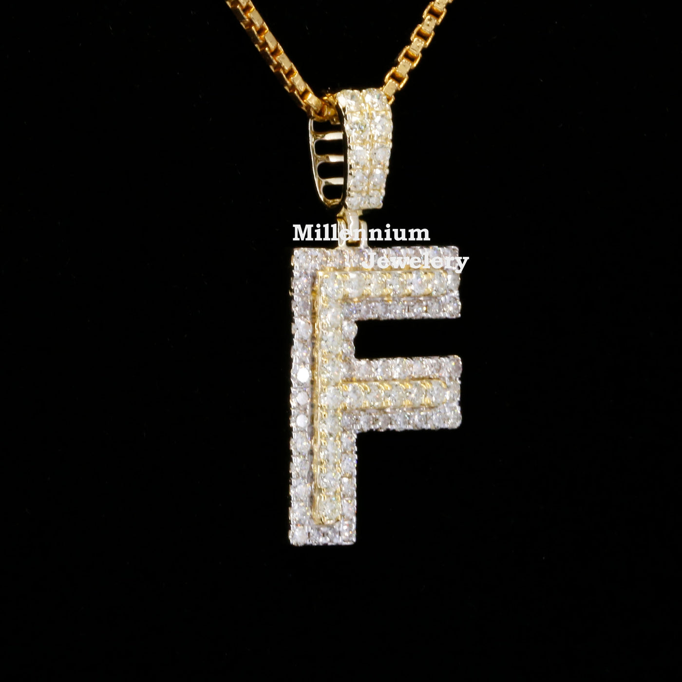 Custom F Initial Moissanite Diamond In Round Shape Hip Hop Pendant Fifth