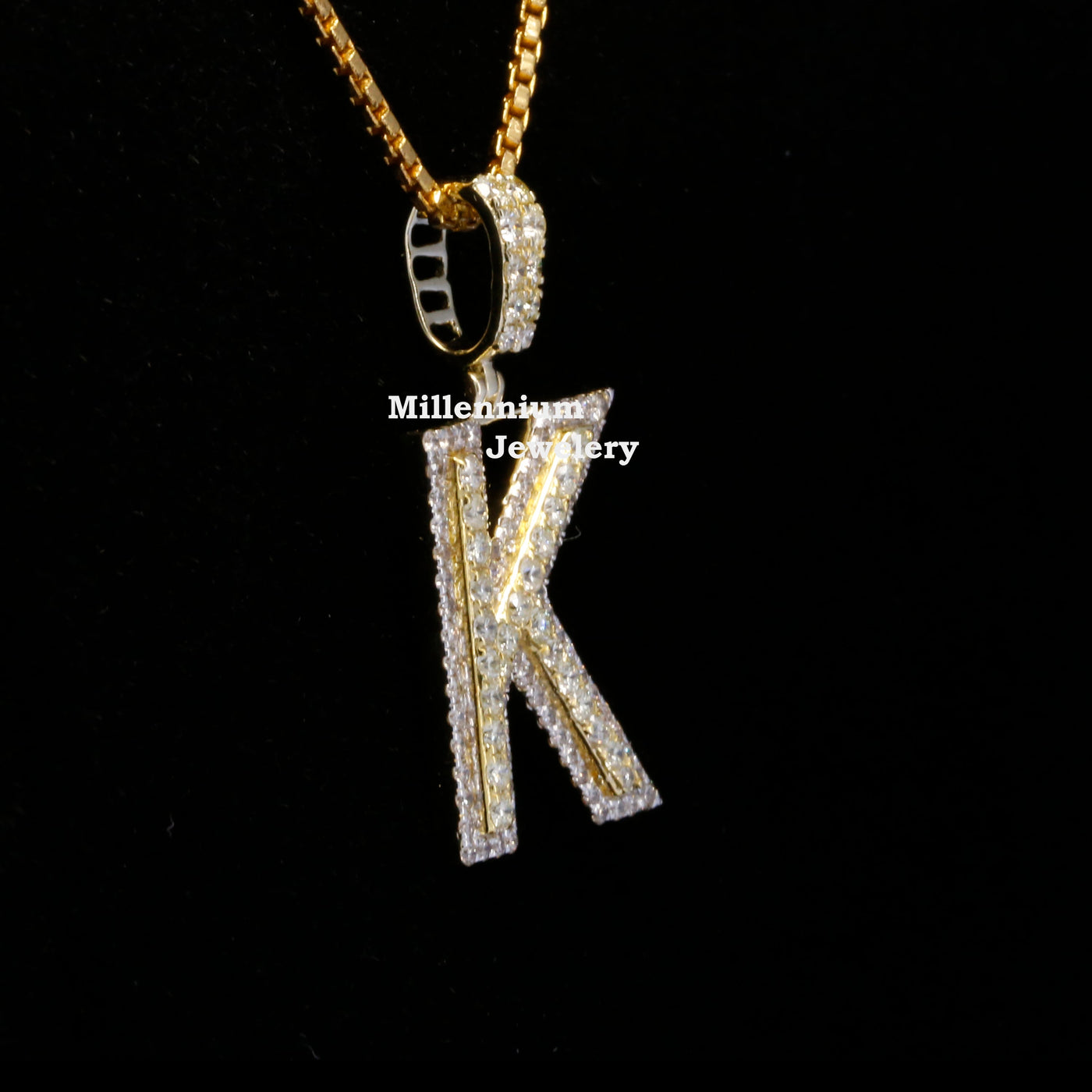 Custom K Initial Moissanite Diamond In Round Shape Hip Hop Pendant Third