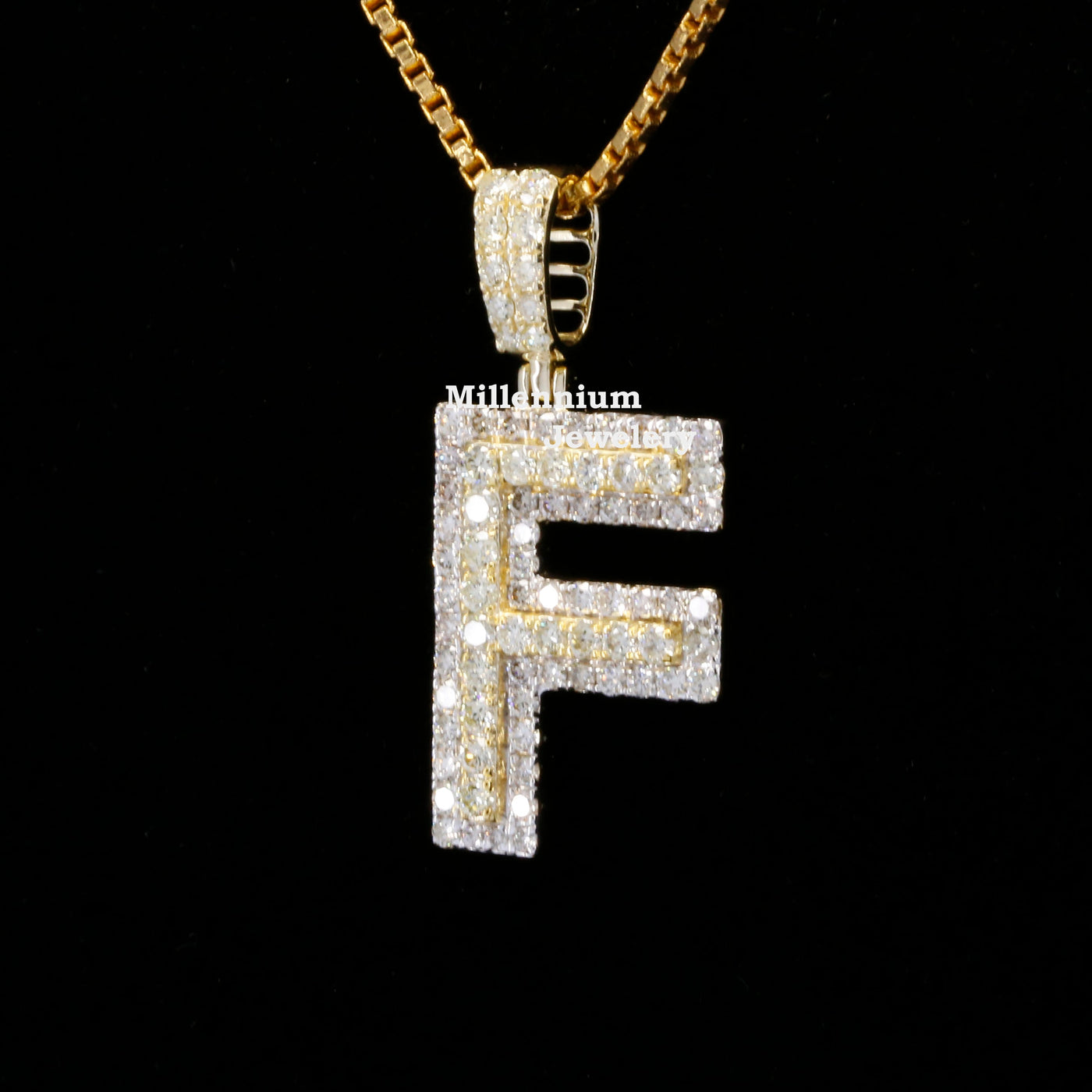 Custom F Initial Moissanite Diamond In Round Shape Hip Hop Pendant Second