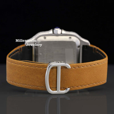 Luxury Brown Leather Belt Moissanite Diamond Iced Out Watch With Stylish Look