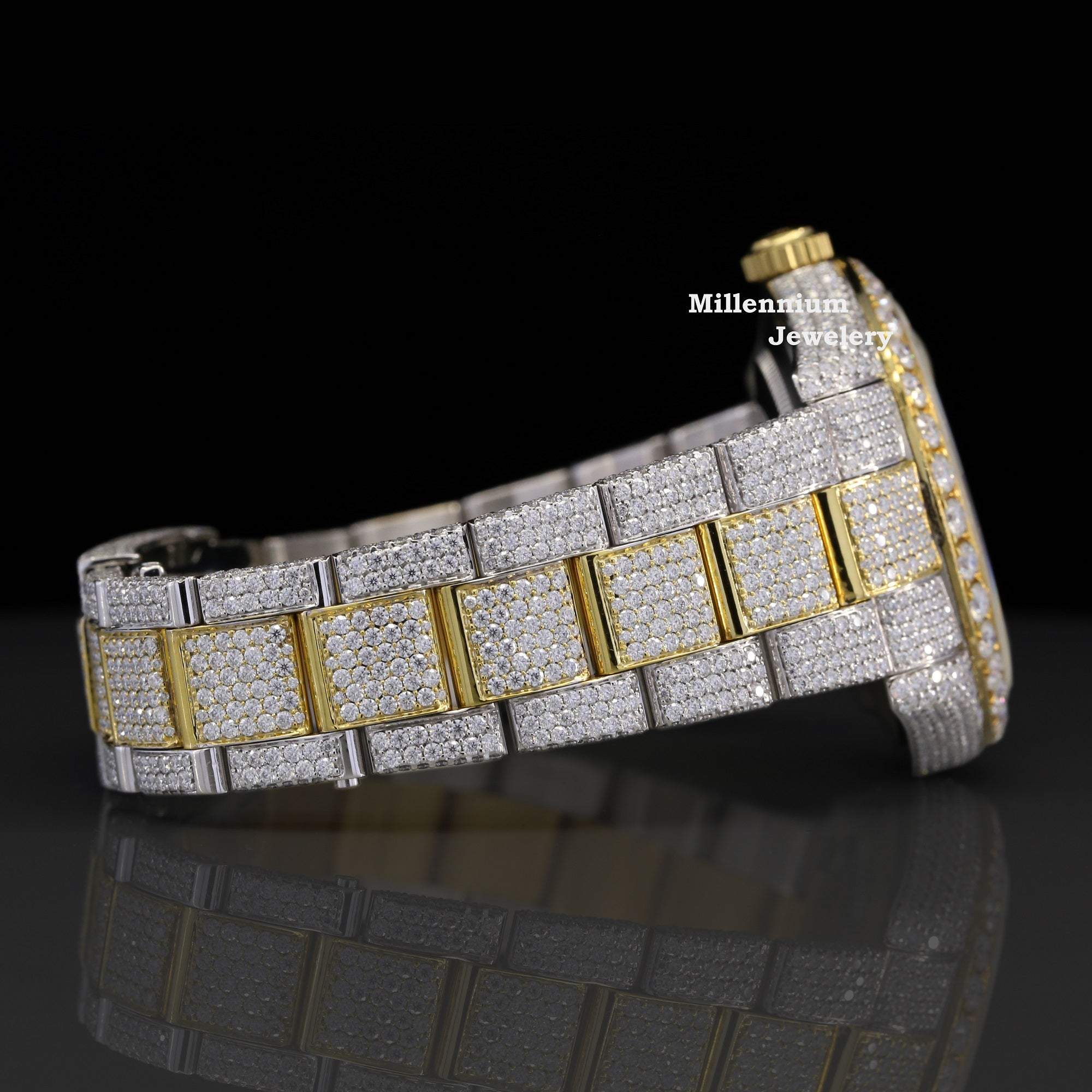 Classic Fully Iced Out Moissanite Watch With Japan Automatic Movement with Diamond Dial