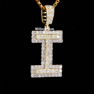 Custom I Initial Moissanite Diamond In Round Shape Hip Hop Pendant Third