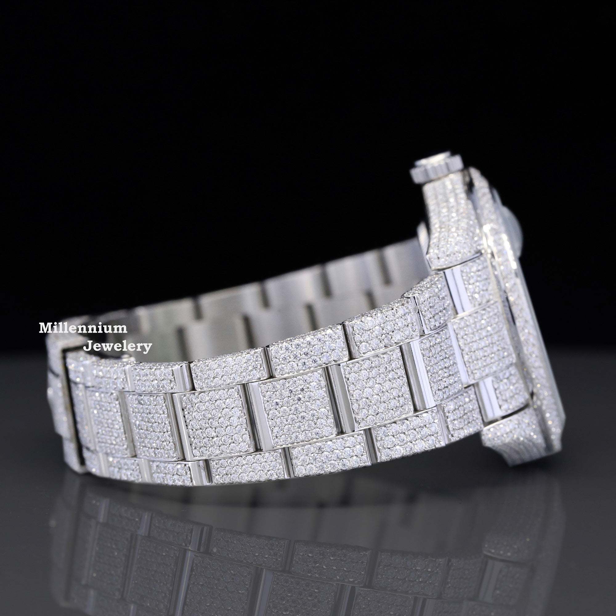 Classic Fully Iced Out Moissanite Watch Automatic For Men With Diamond Body