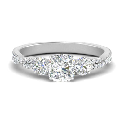 Moissanite Three Stone Pave Style Engagement Ring Third