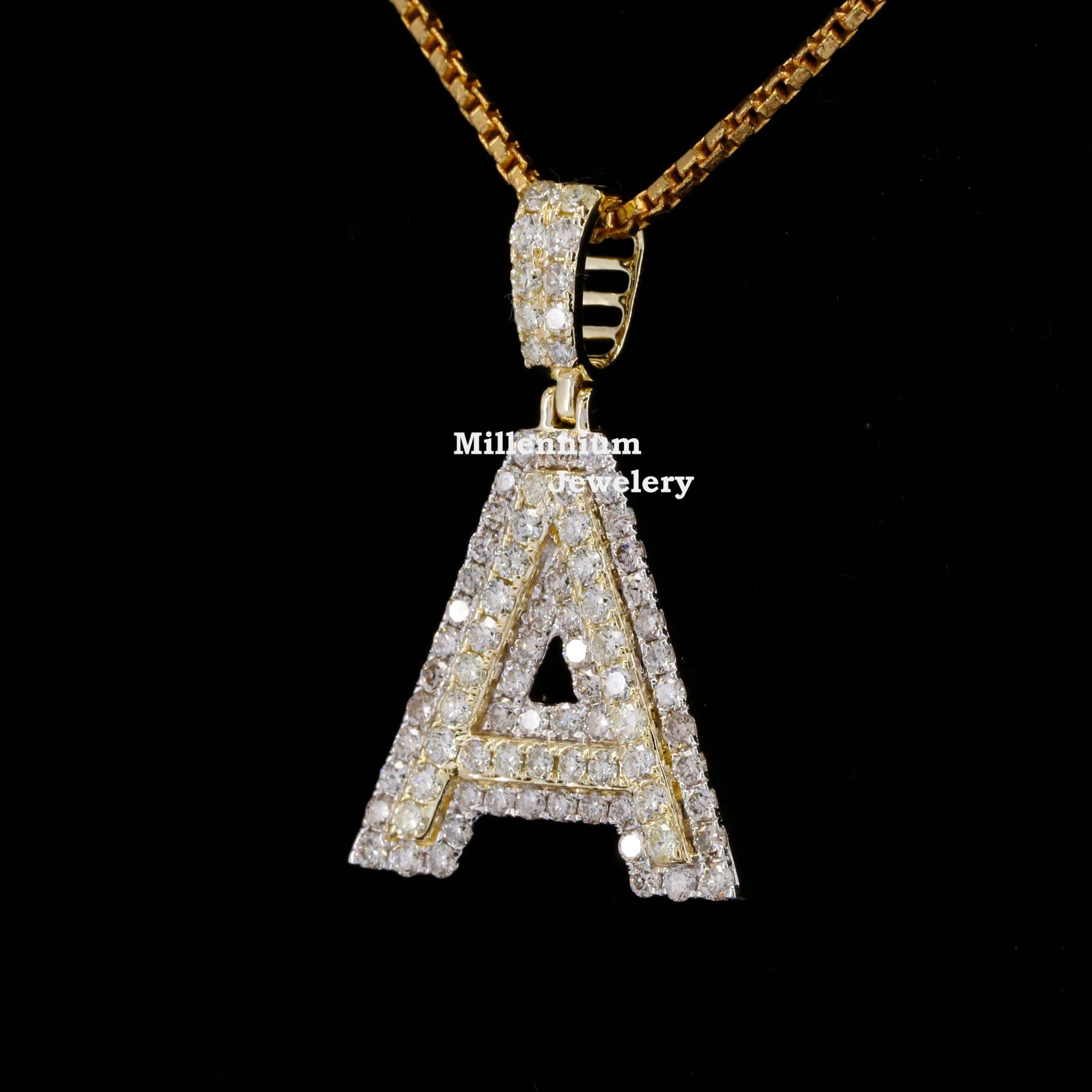 Custom A Alphabet Moissanite Diamond In Round Shape Hip Hop Pendant Second